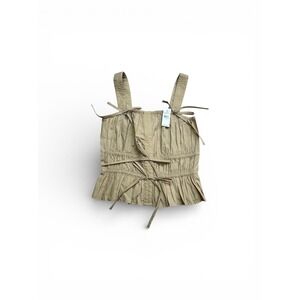LOFT Tan Ruffled Tank Top Medium